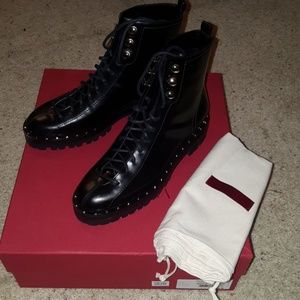 Black lace up valentino boots